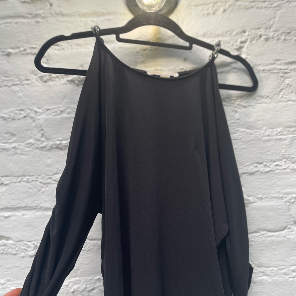 Michael kors black cold shoulder long sleeve top